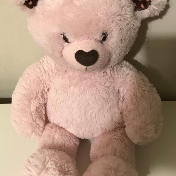 Valentines Build A Bear Workshop Pink Teddy 16” plush 2013 brown paw hearts - Picture 1 of 4